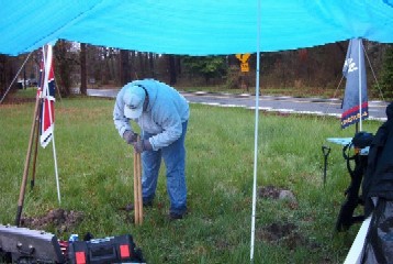 Digging holes for the sign
